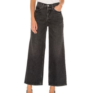 RE/DONE 60s Dark Denim Wide Leg Button Fly Jeans in Shadow Wash Sz 30